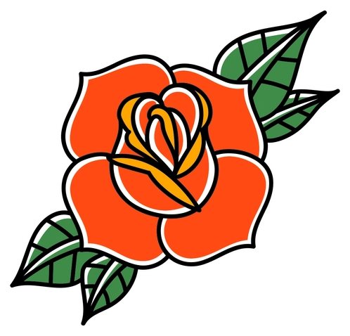 Rosa em old school com contorno grosso