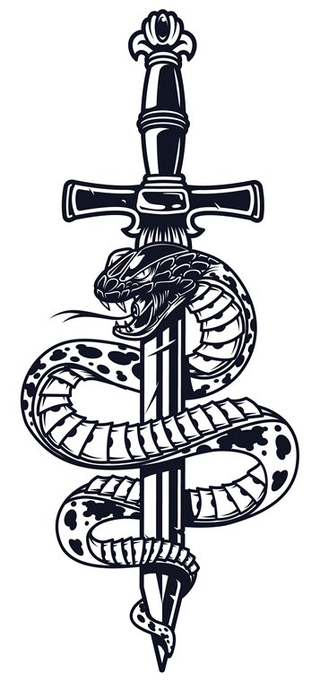 Adaga com serpente enrolada na lâmina